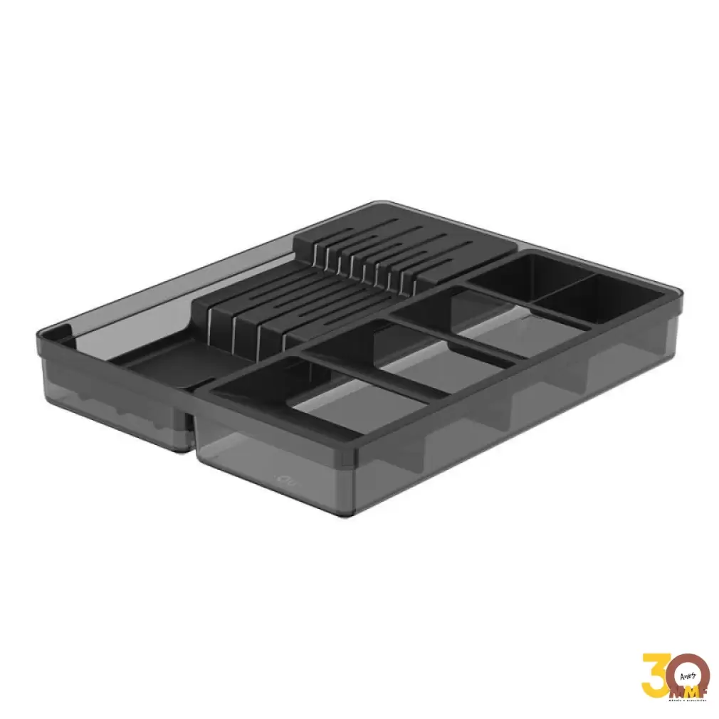 Organizador De Facas E Talheres Clear Preto Fechado