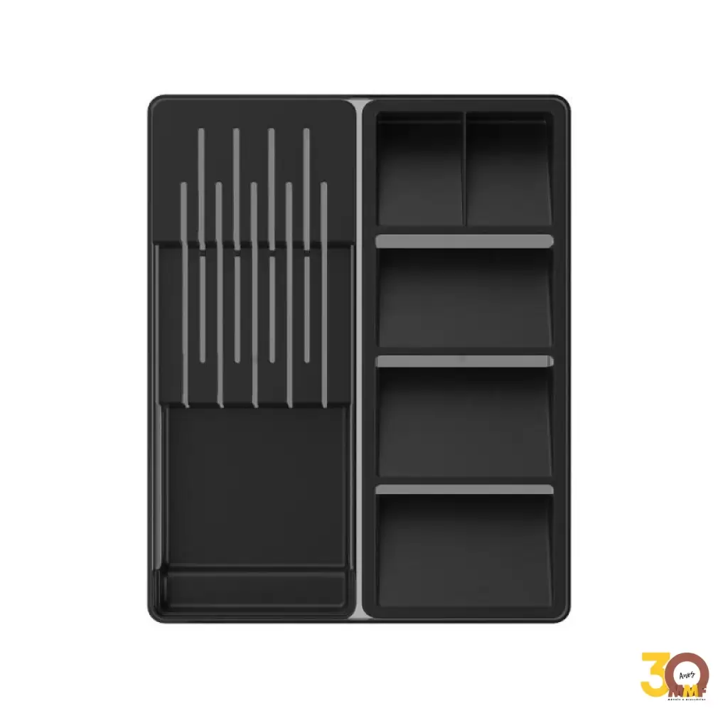 Organizador De Facas E Talheres Clear Preto Fechado