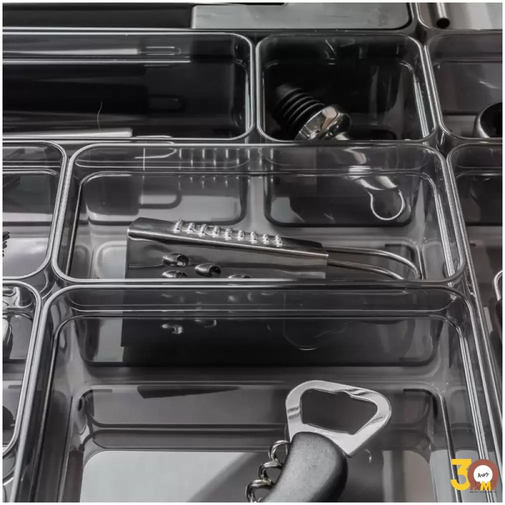 Organizador De Gaveta Clear 15 X 7,5 X 5,6 Fume