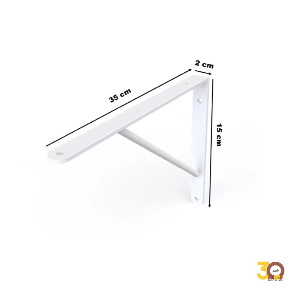 Mão Francesa Forte Com Kit Parafuso Cor Branco 35 Cm