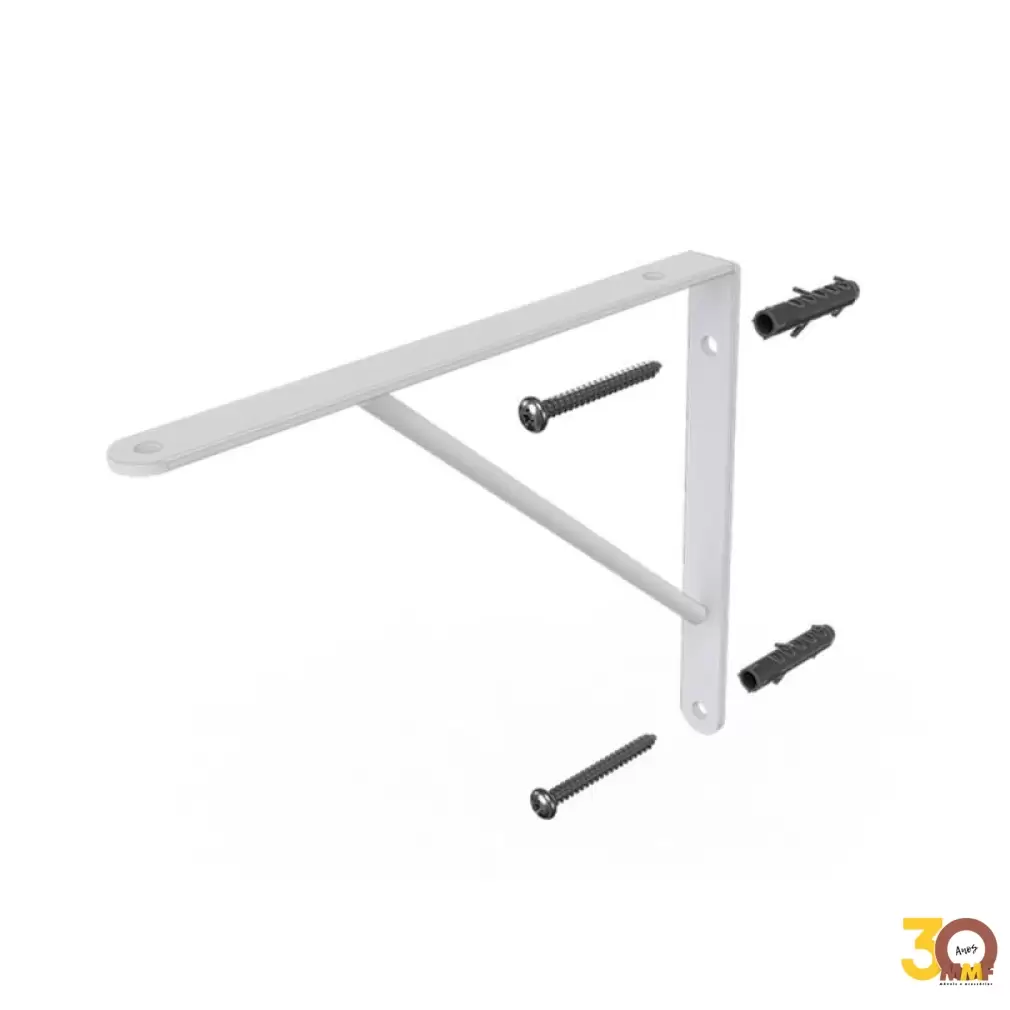 Mão Francesa Forte Com Kit Parafuso Cor Branco 35 Cm