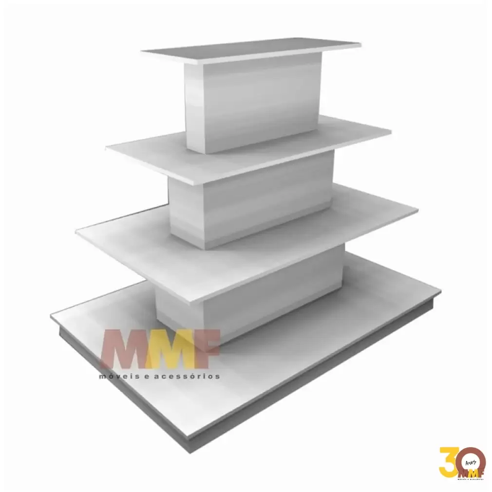 Estante Pirâmide Central em MDF 4 Níveis - 135 x 110 cm Cor Branco