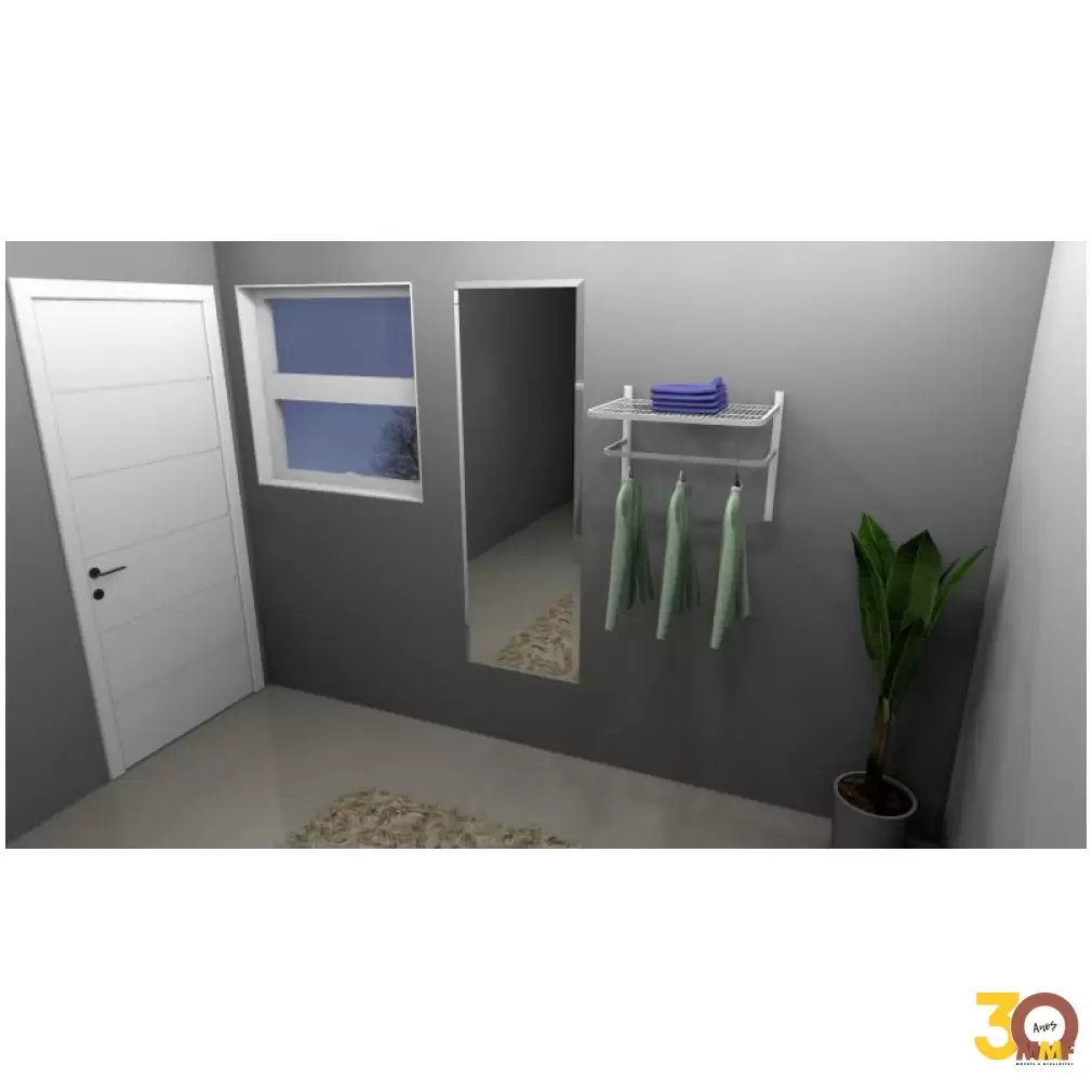 Kit O2 Arara Closet De Parede 0.90X 0,50 Mt Branco