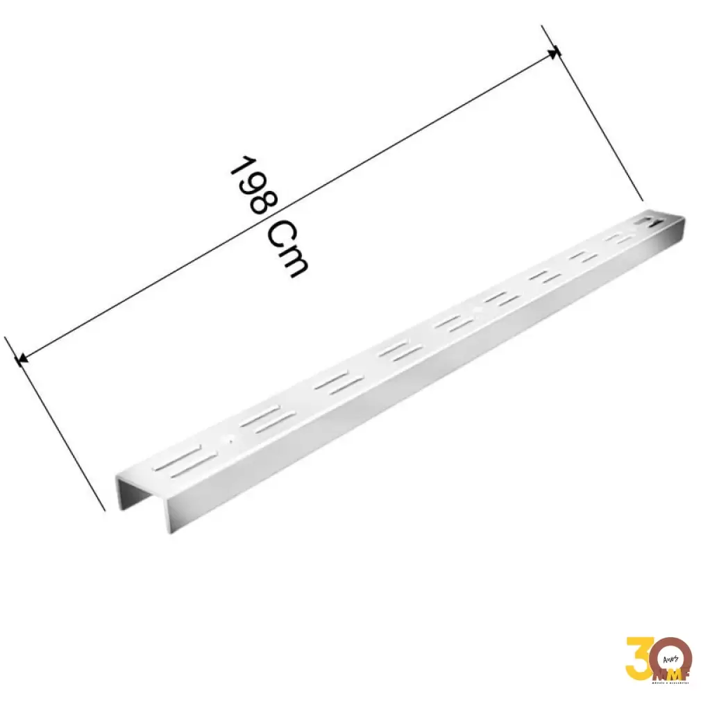 Trilho Cremalheira Duplo 15 mm FC Cor Branco 198 Cm