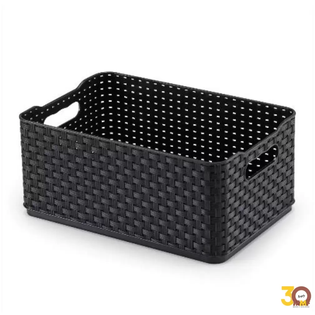 Caixa Rattan 4,5 Litros - 27,5 x 12 x 18 cm Cor Preto