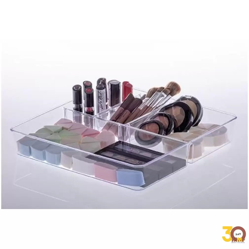 Organizador Diamond Com Divisorias 31X31X5 Cm Cristal