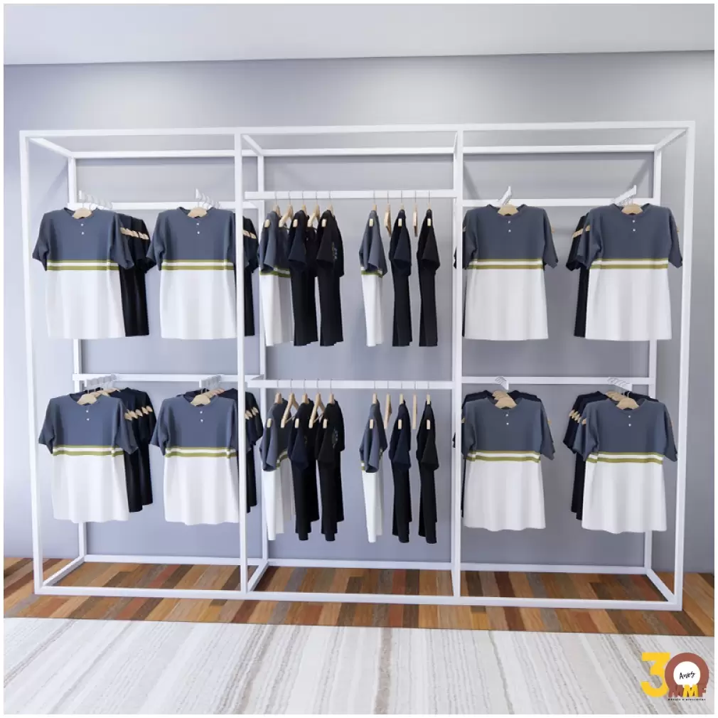 Conjunto Closet Estante 25 Com Arara Lateral e Frontal 3,06 mt Branco