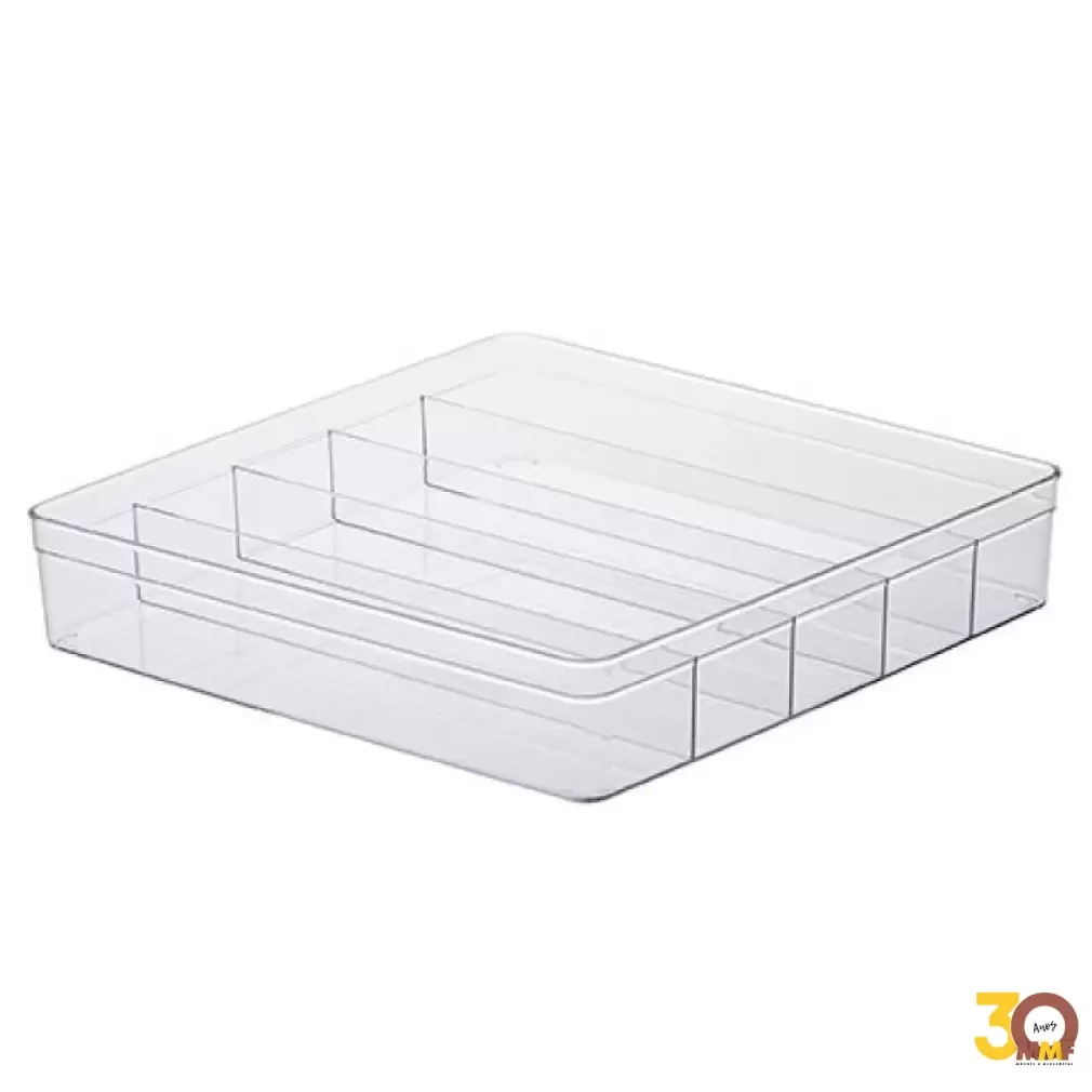 Organizador Diamond Com Divisorias 36,5X36,5X7,5 Cm Cristal