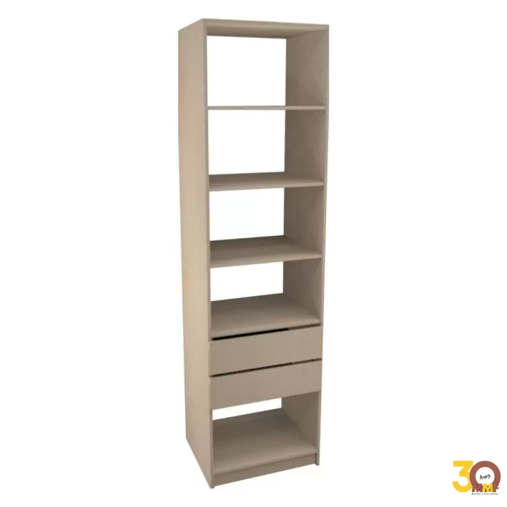 Armário Closet Modular Prateleira 2 Gaveta 60x222cm Cor Gianduia