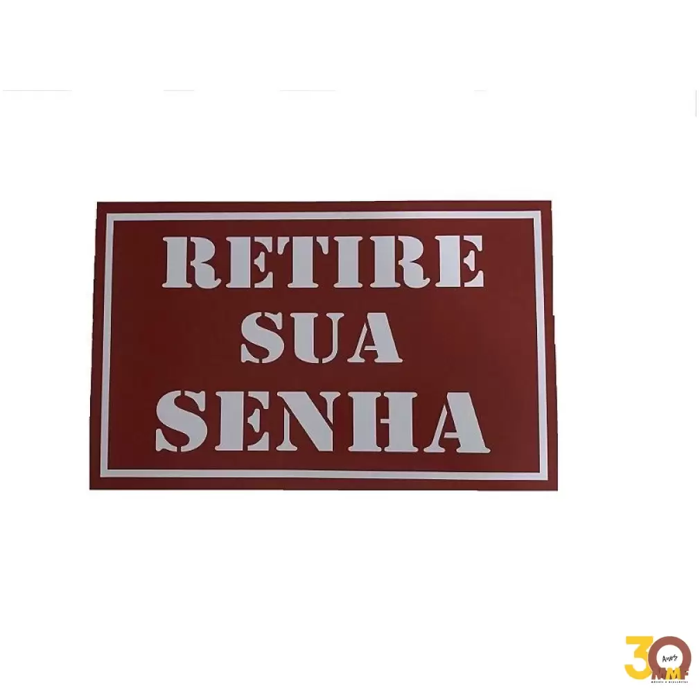 Placa Retire Sua Senha Quadrada - Vermelho