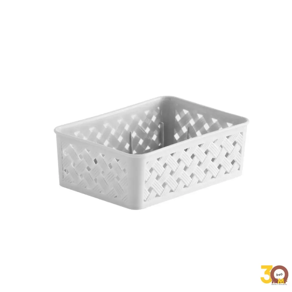 Cesto Organizador Rattan 19 X 13 X 6,5 Cm Branco