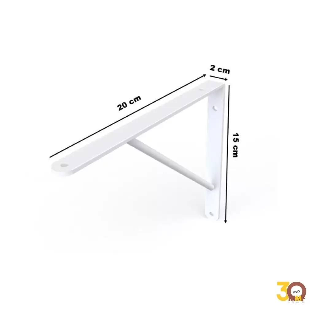 Mão Francesa Forte Com Kit Parafuso Cor Branco 20 Cm