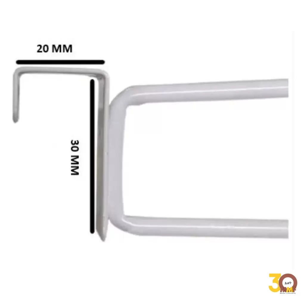 Gancho Para Barra c/Porta Etiqueta 5 mm (ativa) Cor Branco 30 Cm