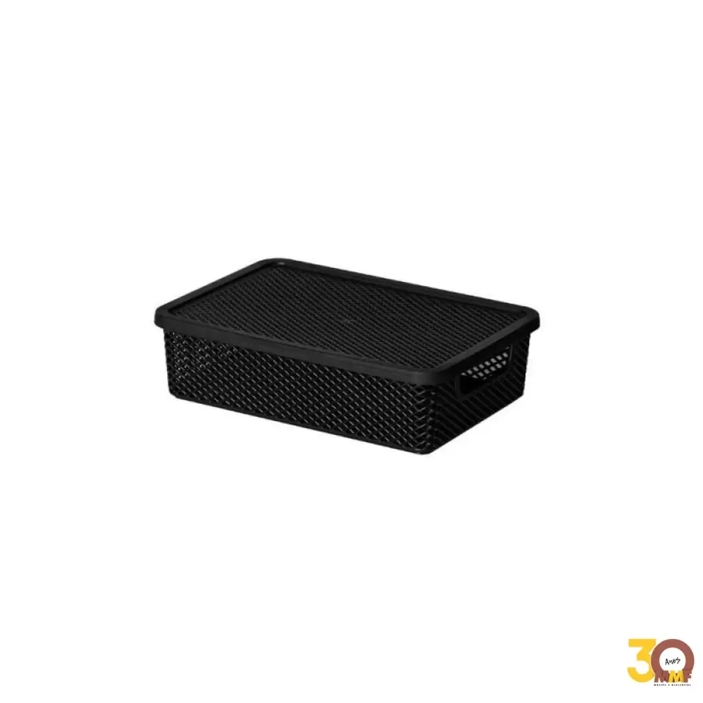 Cesto Organizador Com Tampa Preto 27x19x7 Cm Linea