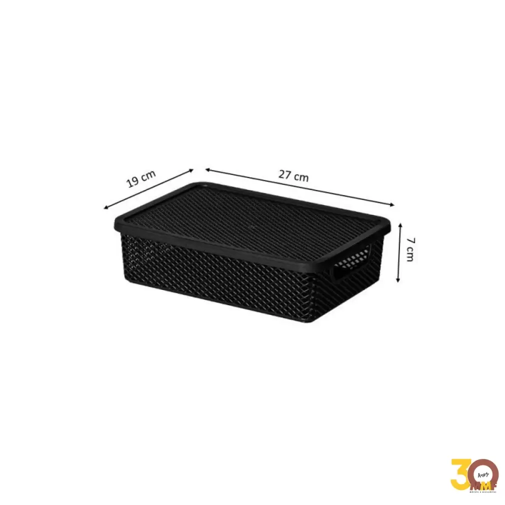 Cesto Organizador Com Tampa Preto 27x19x7 Cm Linea