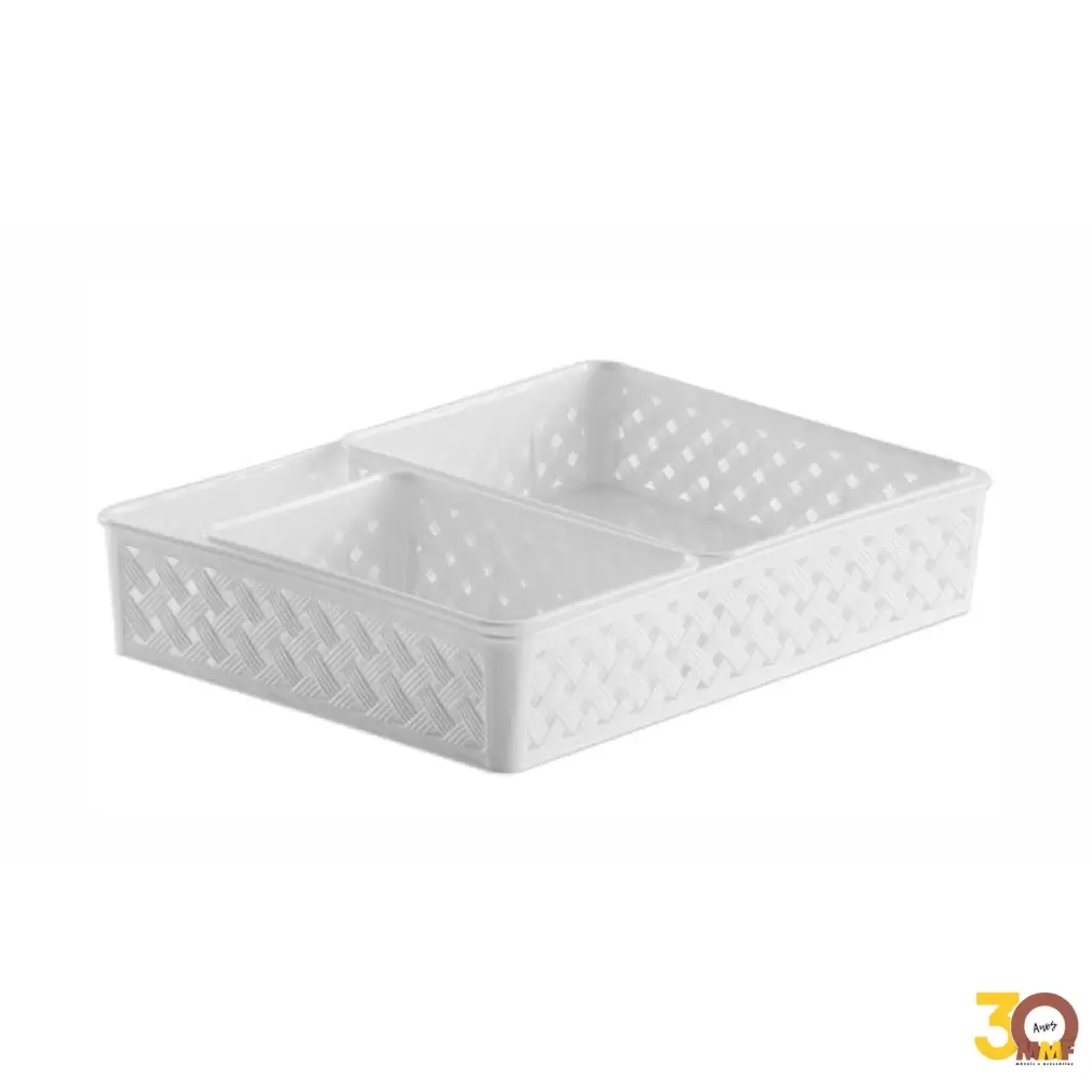 Jogo De Cestas Organizadoras Com 3 Rattan Branco