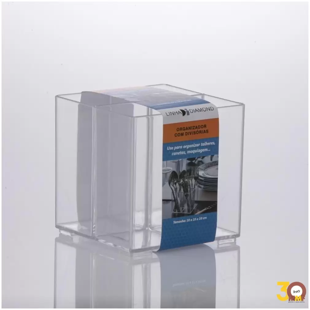 Organizador Diamond Com Divisorias 10X10X10 Cm cristal