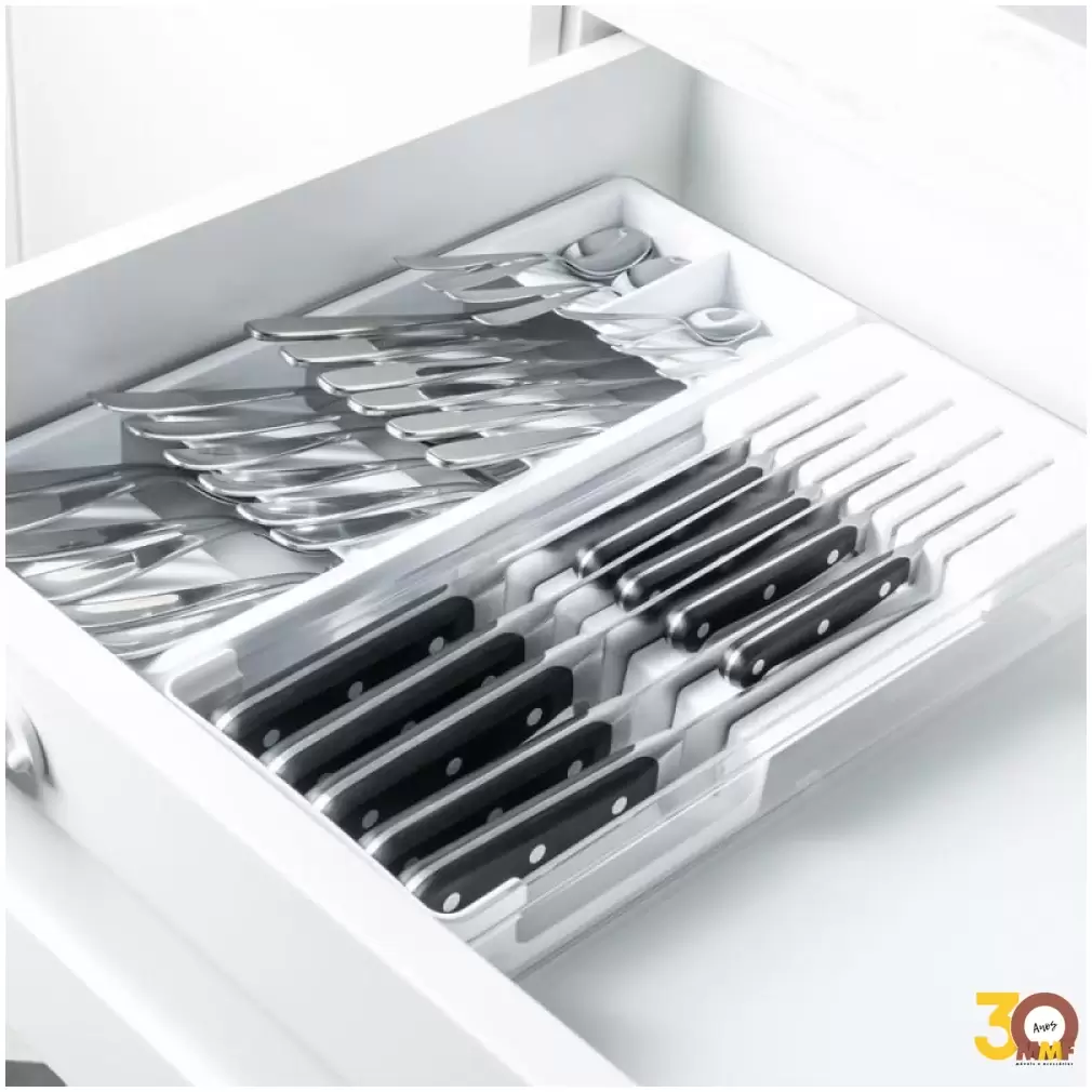 Organizador De Facas E Talheres Clear Branco Fechado