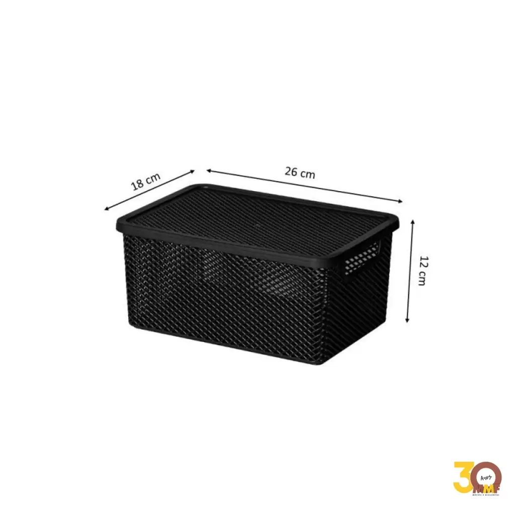 Cesto Organizador Com Tampa Preto 27X19X12 Cm Linea