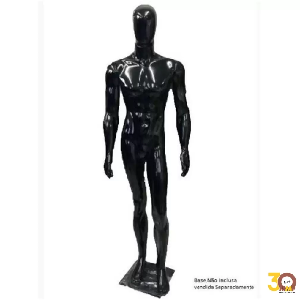 Manequim Plástico R.6146 Masculino Cabeça Ovo Cor Preto