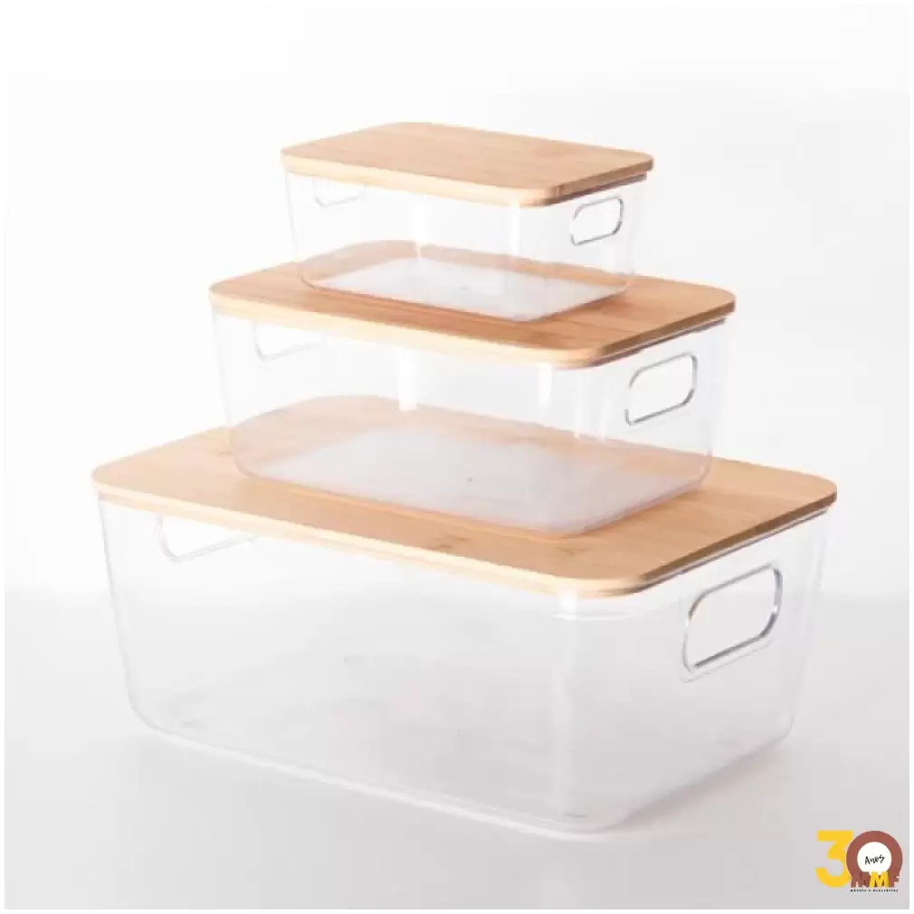 Cesto Organizador Tampa Bambu Idealle Eco 13X9x5,8 cm