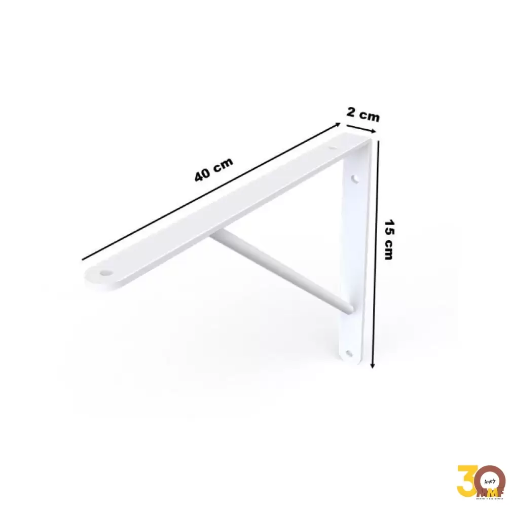 Mão Francesa Forte Com Kit Parafuso Cor Branco 40 cm