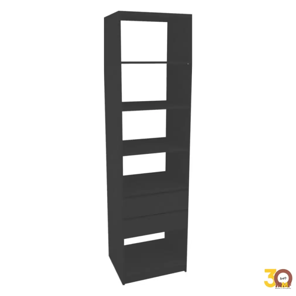 Armário Closet Modular Prateleira 2 Gaveta 60x222cm Cor Carbono