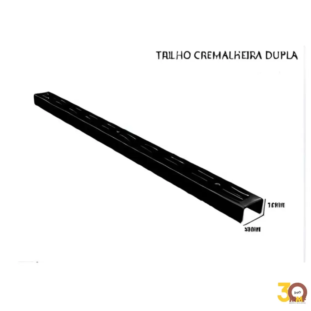 Trilho Cremalheira Dupla 15mm 2,00 Mt Fidel Cor Preto