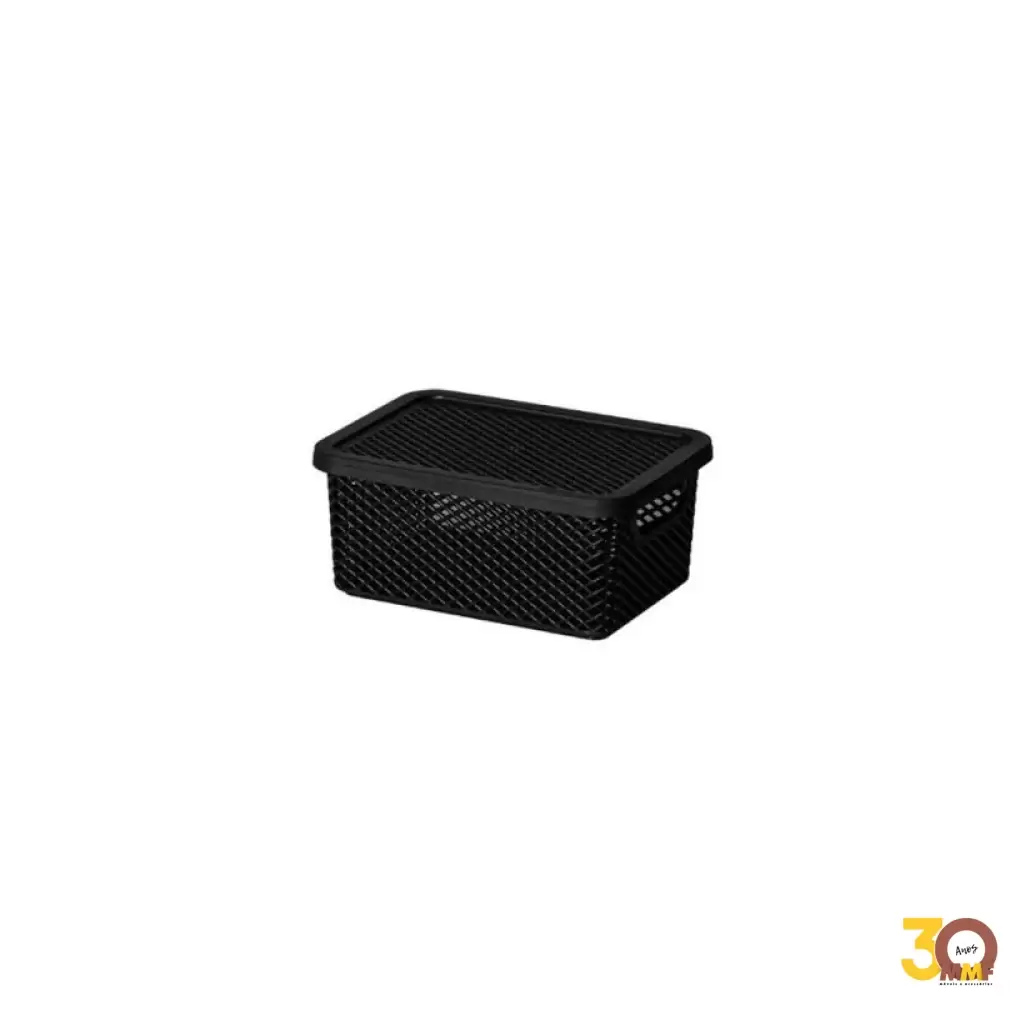 Cesto Organizador Com Tampa Preto 18x13x8 Cm Linea