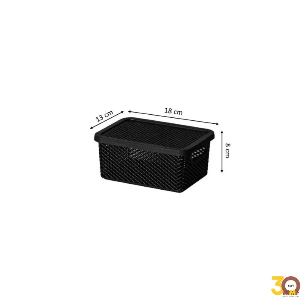 Cesto Organizador Com Tampa Preto 18x13x8 Cm Linea