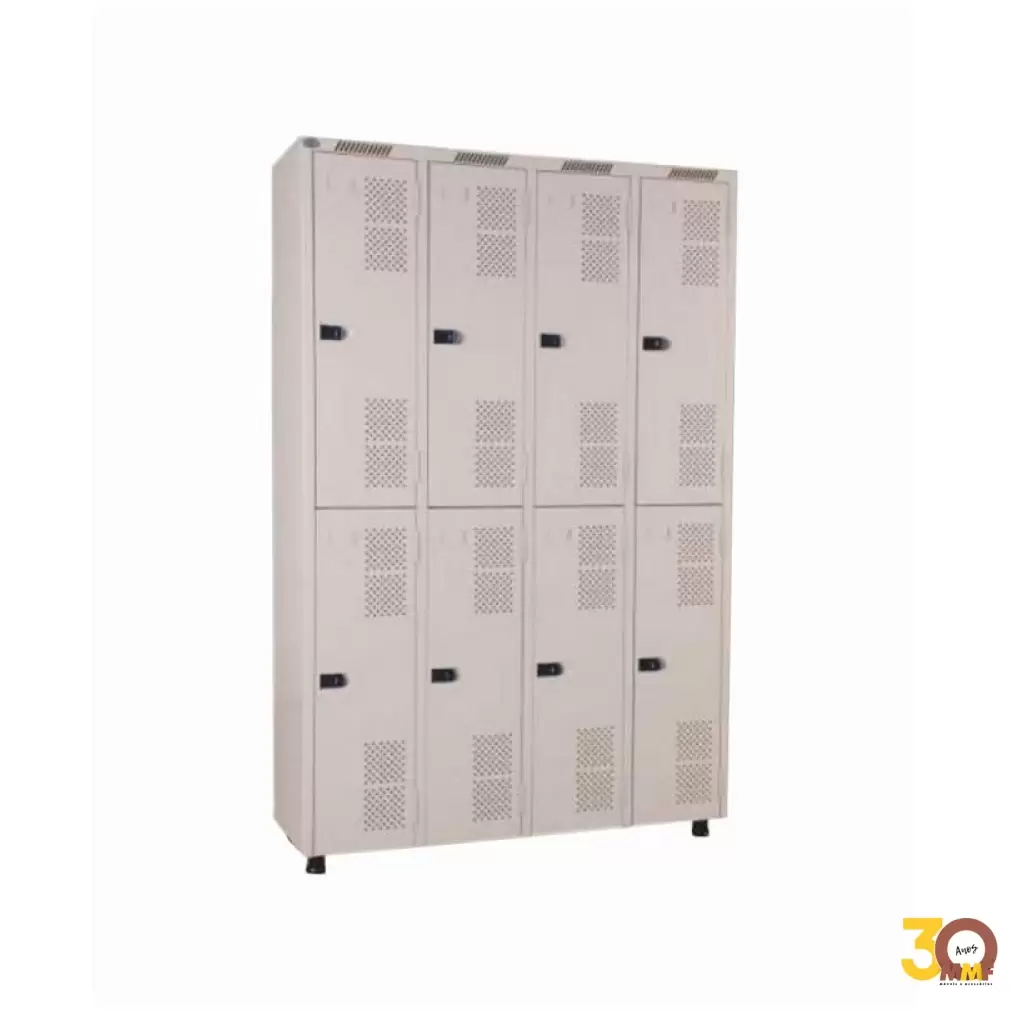 Roupeiro Aço 8 portas - 125 x 198 x 42 cm Cor Cinza para Cadeado