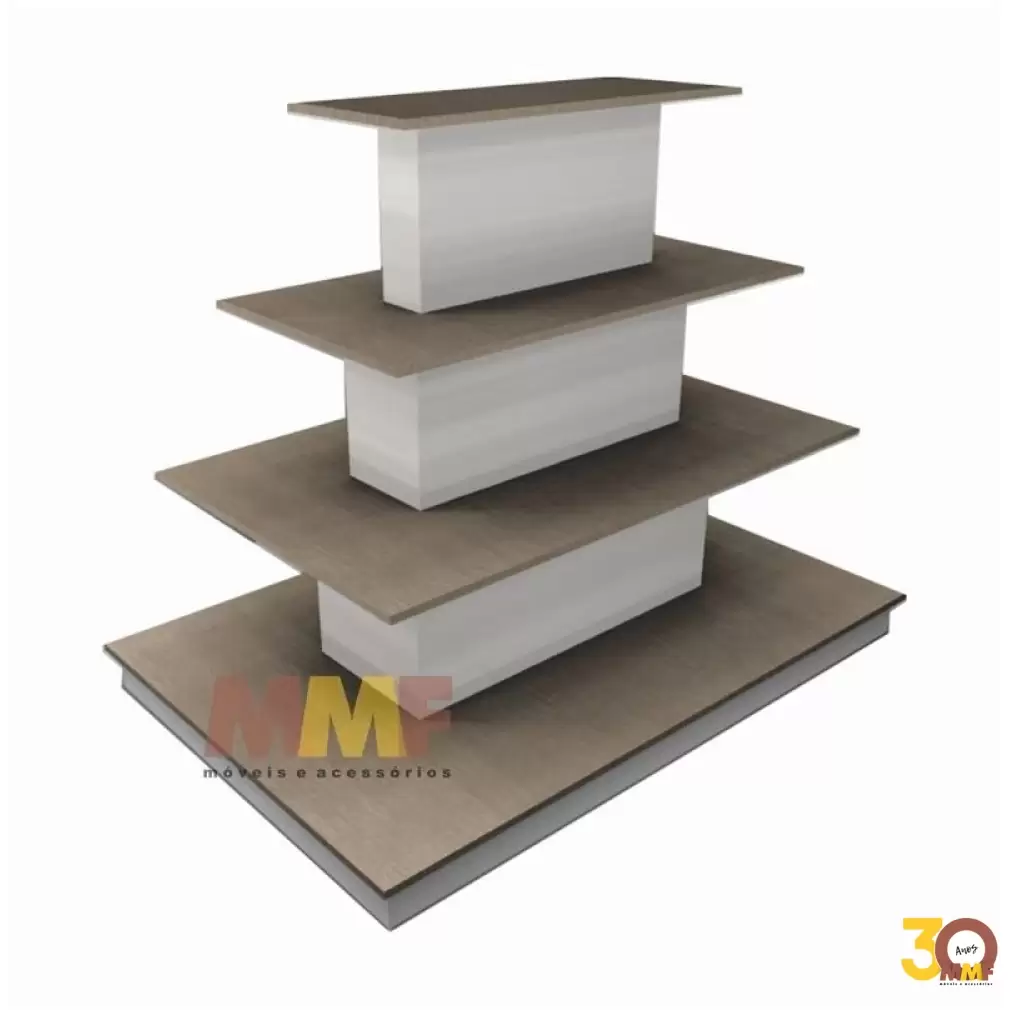 Estante Pirâmide Central em MDF 4 Níveis - 135 x 110 cm Cor Gianduia