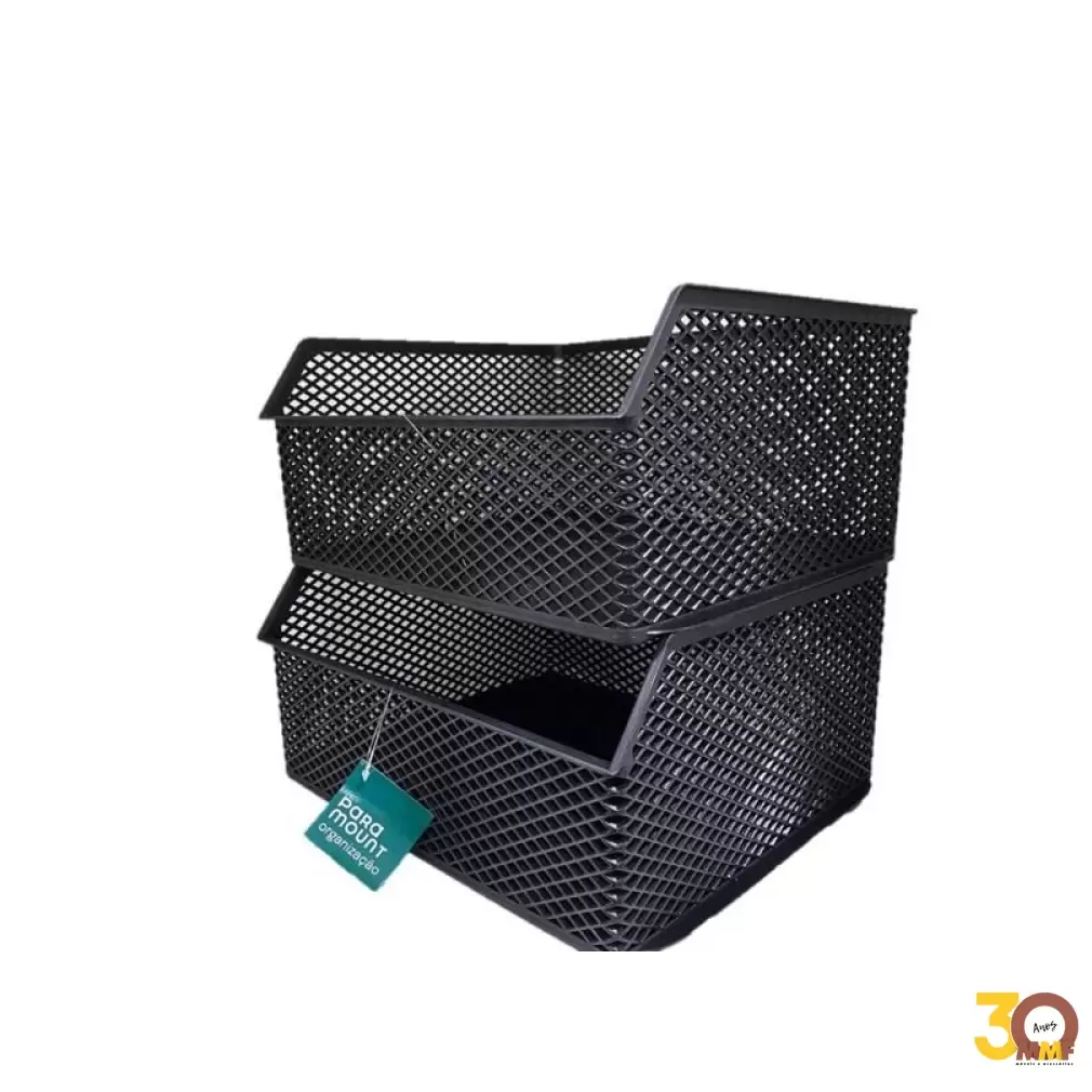 Organizador Empilhavel Preto 32 X 29 X 15 Cm Linea