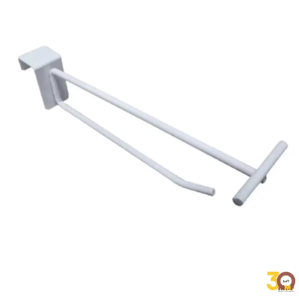 Gancho Para Barra c/Porta Etiqueta 5 mm (ativa) Cor Branco 20 Cm