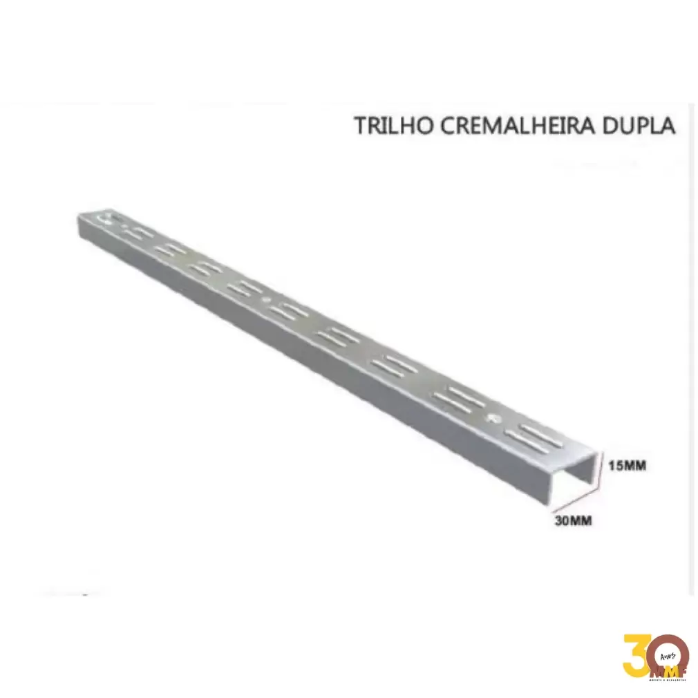 Trilho Cremalheira Dupla 15mm 2,00 Mt Fidel Cor Branco