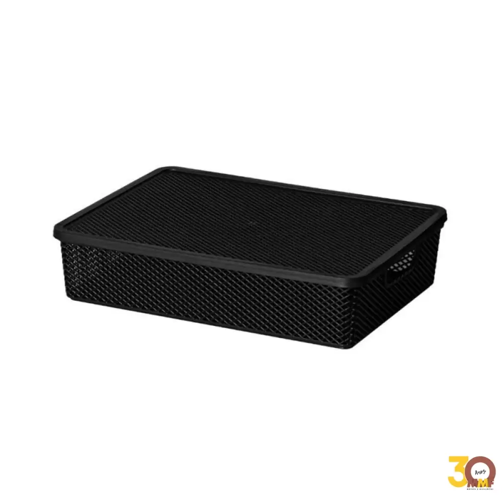 Cesto Organizador Com Tampa Preto 37X27X8 Cm Linea