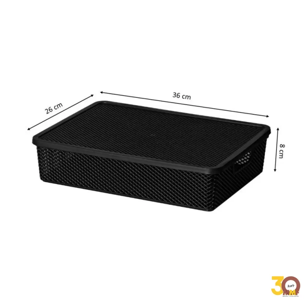 Cesto Organizador Com Tampa Preto 37X27X8 Cm Linea