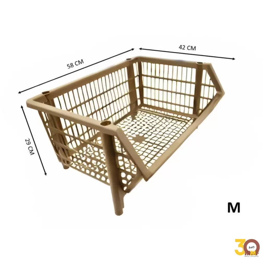 Cesto Plástico Empilhável Médio - Bege 57 X40X29